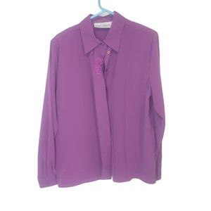 Claudia Richard Long Sleeve Button Up Blouse Shirt